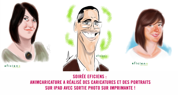 Soirée Eficiens, prestation caricatures et portraits